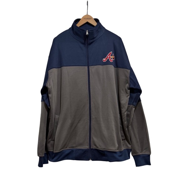Mlb Genuine Merchandise Other - MLB Atlanta Braves Navy Grey Embroidered Full Zip Track Jacket Mens 2XLT